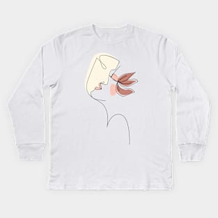 Line Art Kiss Kids Long Sleeve T-Shirt